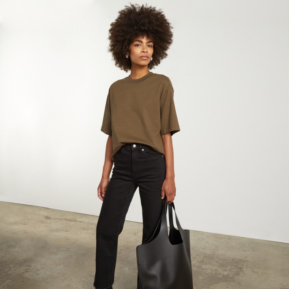 The Premium Weight Relaxed Tee in Beech — detail view