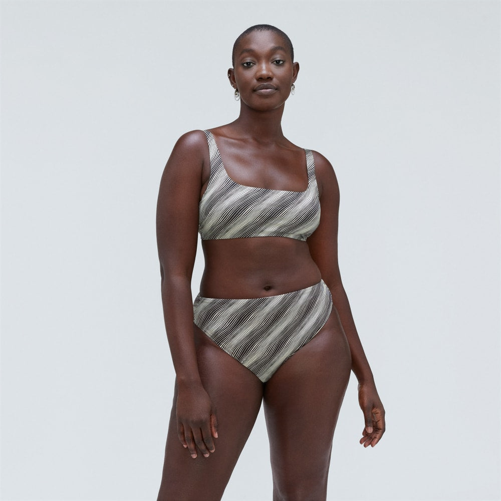 The Square-Neck Bikini Top in Black / Canvas — alternate view