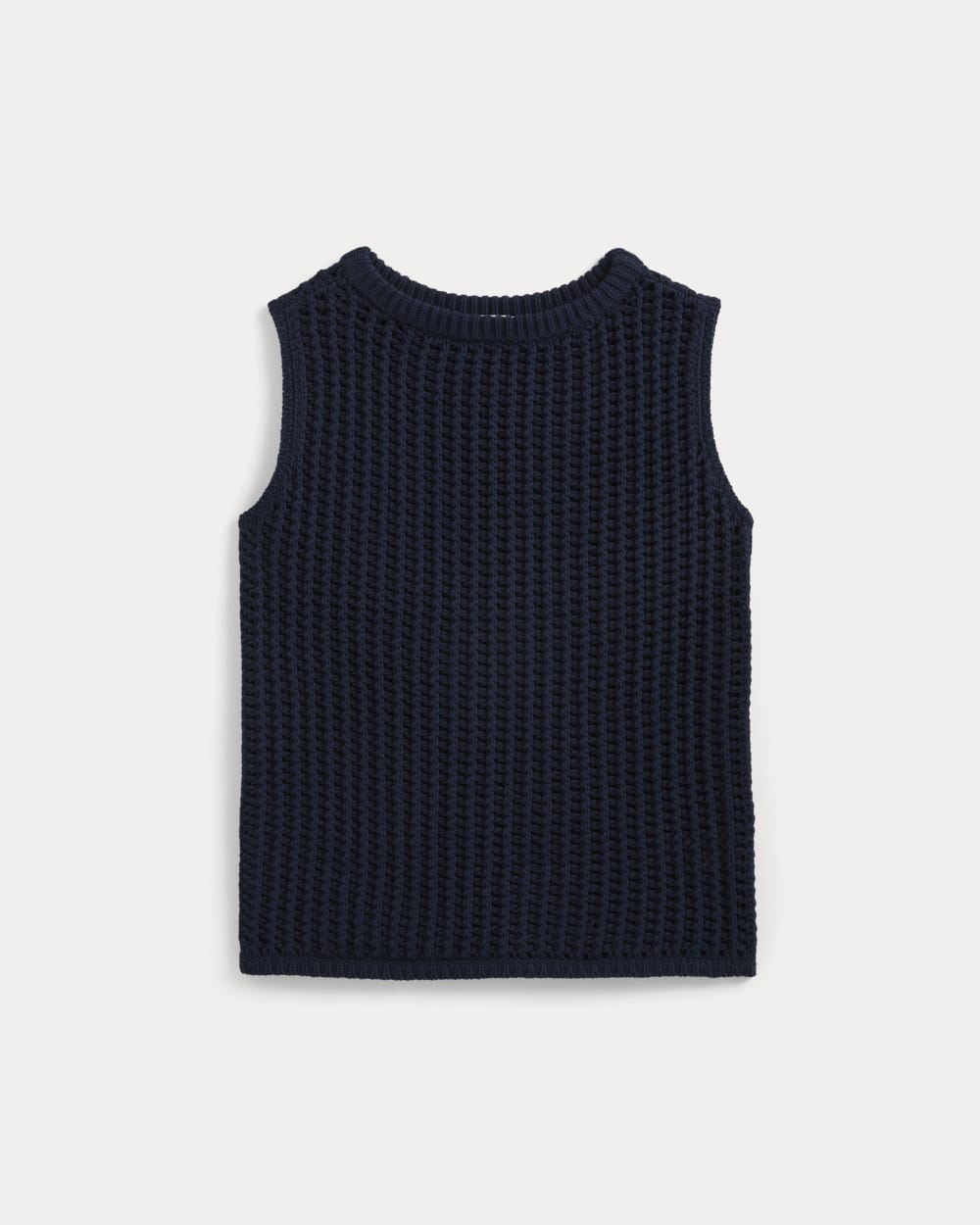 Open-Knit Tunic Vest in Elevated Cotton in Navy — alternate view
