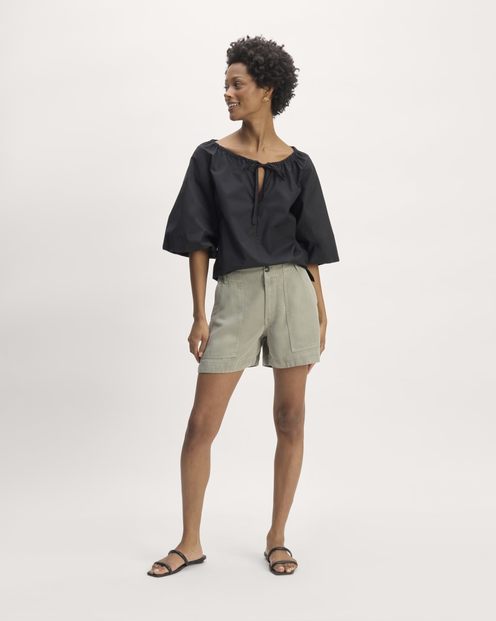 The Utility Short in Buttersoft in Sage Green — front view