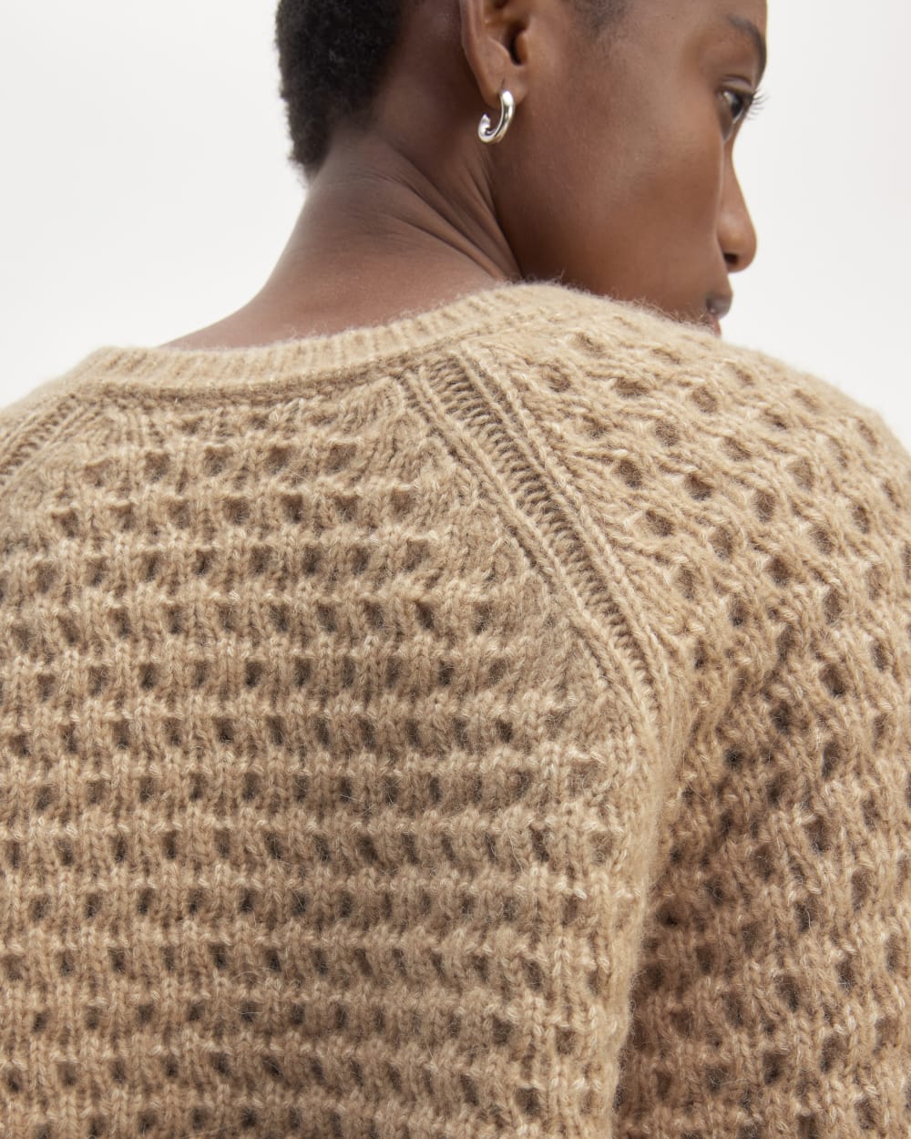 The Cloud Oversized Textured Crew in Tiger's Eye — detail view