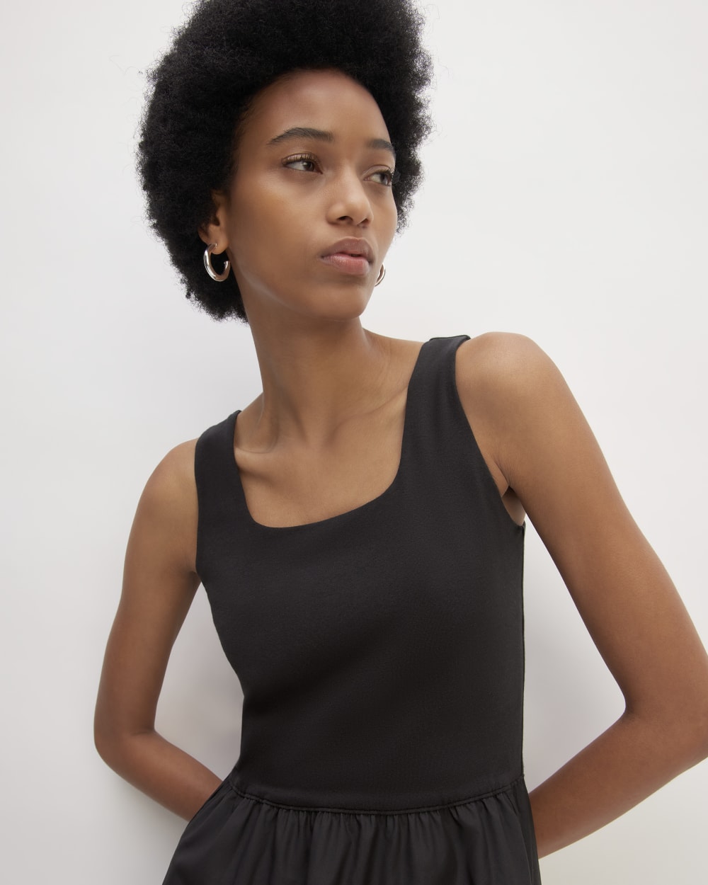 The Supima® Jersey Riviera Dress in Black — detail view