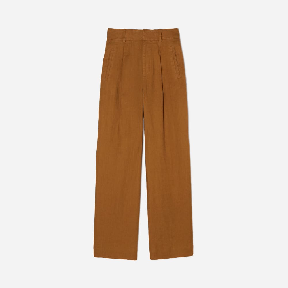 The Linen Way-High® Drape Pant in Tawny Brown — front view