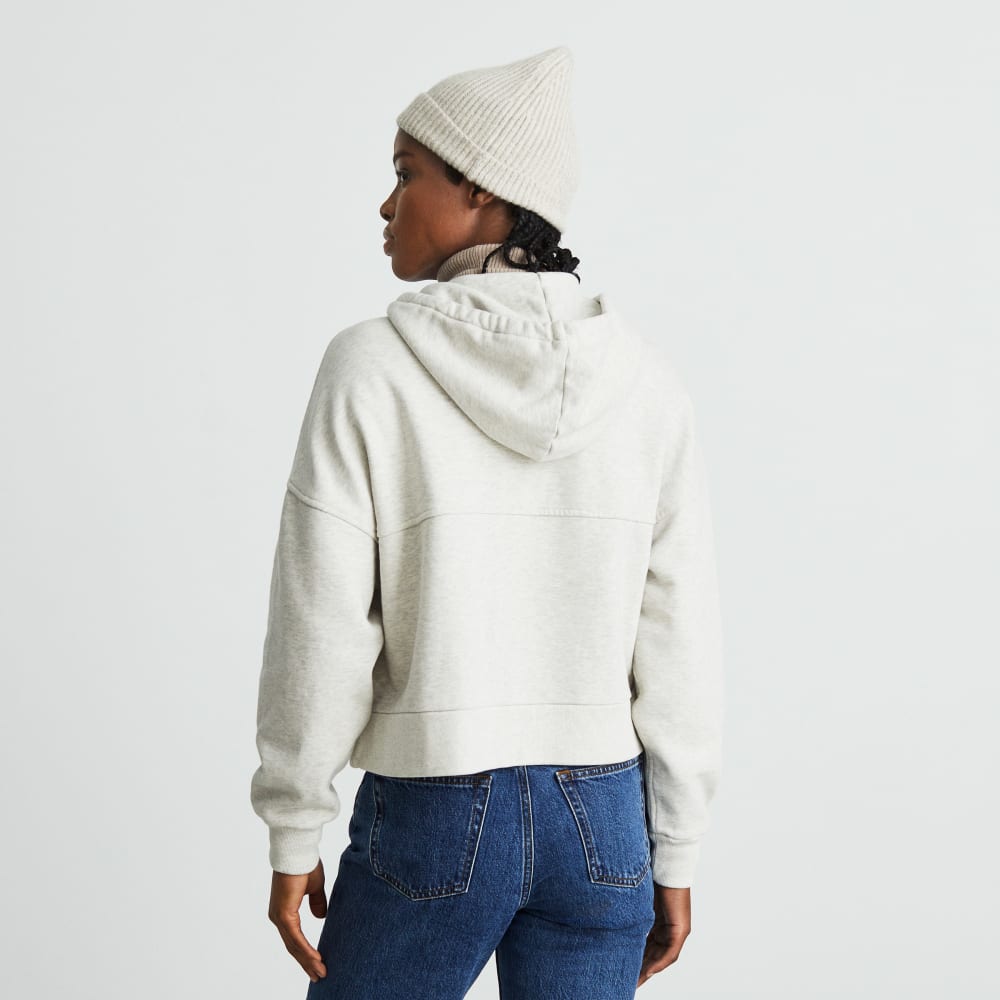 The Track Organic Cotton Hoodie in Light Heather Grey — detail view