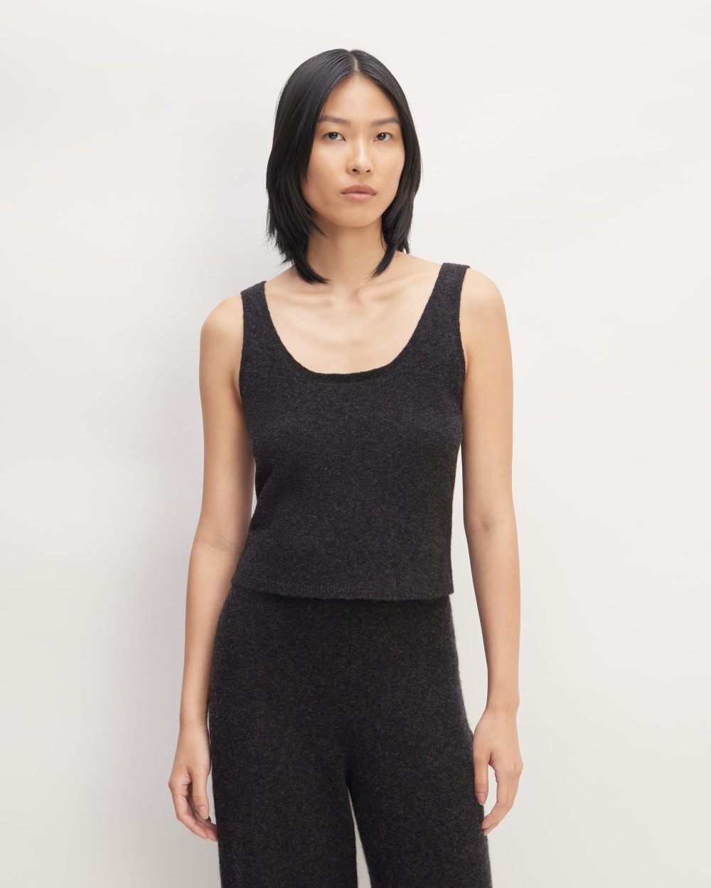 The Cozy-Stretch Tank in Charcoal — front view