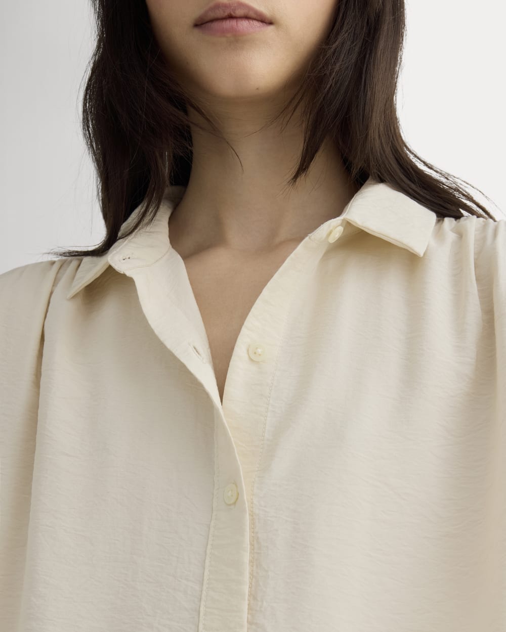 The Square Shirt in SoftLuxe in Sandshell — detail view
