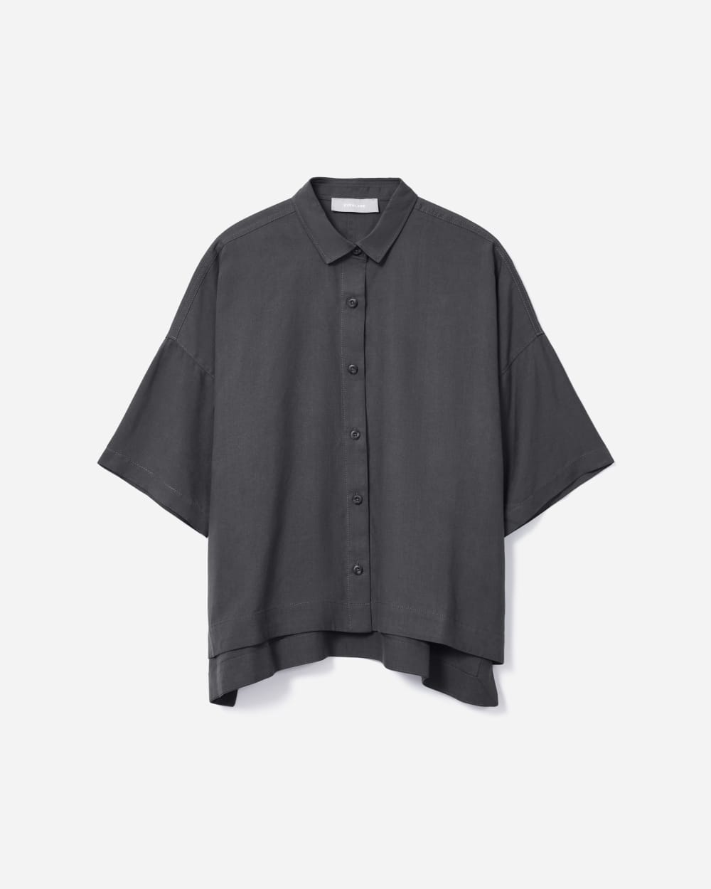 The Drapey Square Shirt in Slate Grey — detail view