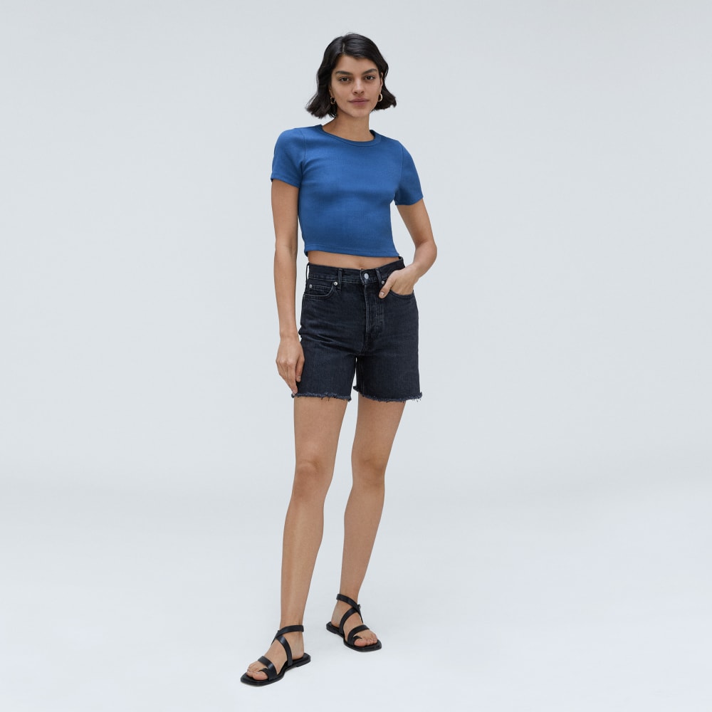 The ’90s Rib Tee in Deep Blue — detail view