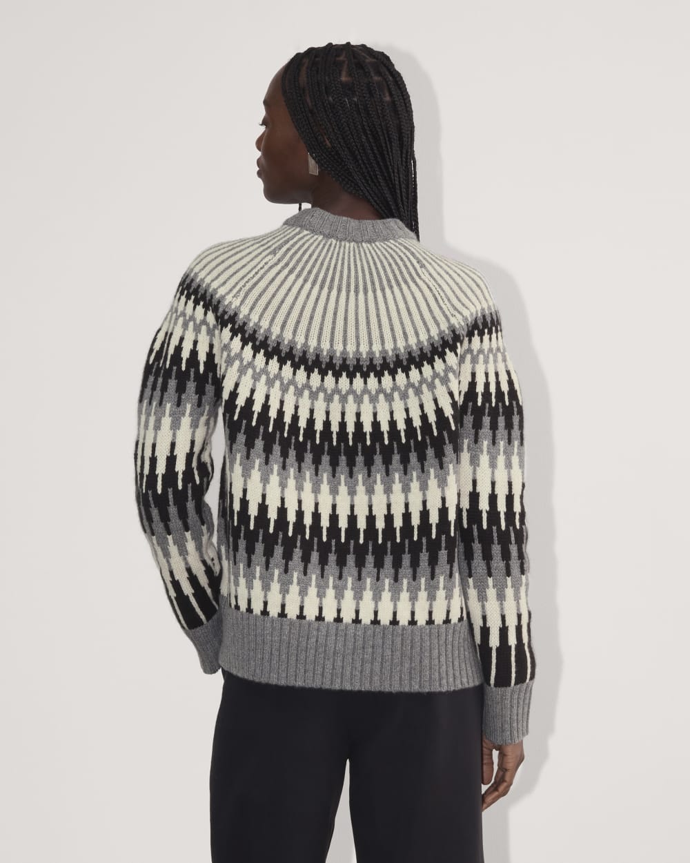 The Fair Isle Crew in Grey / Black Fair Isle — detail view