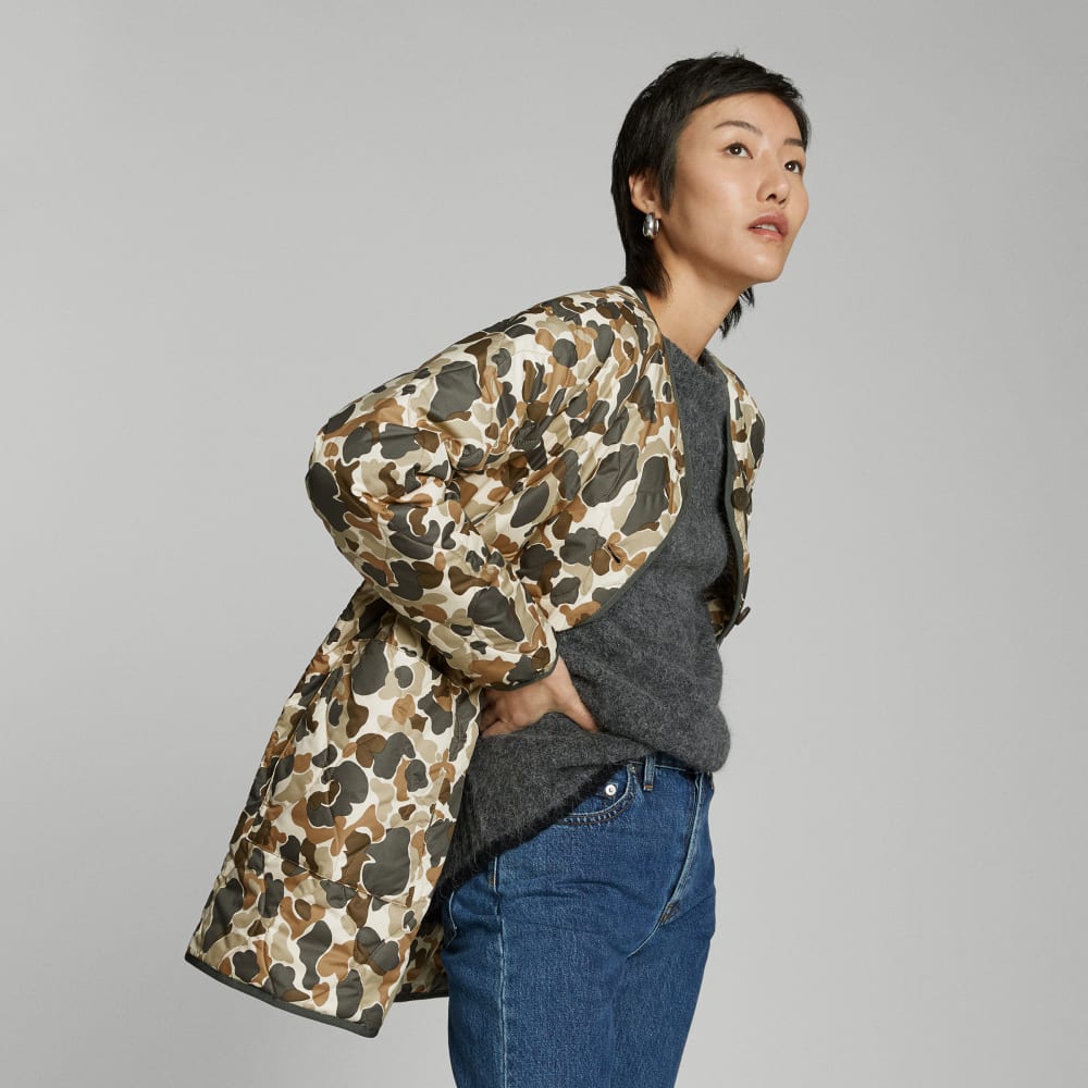 The Quilted Liner in Camo — detail view