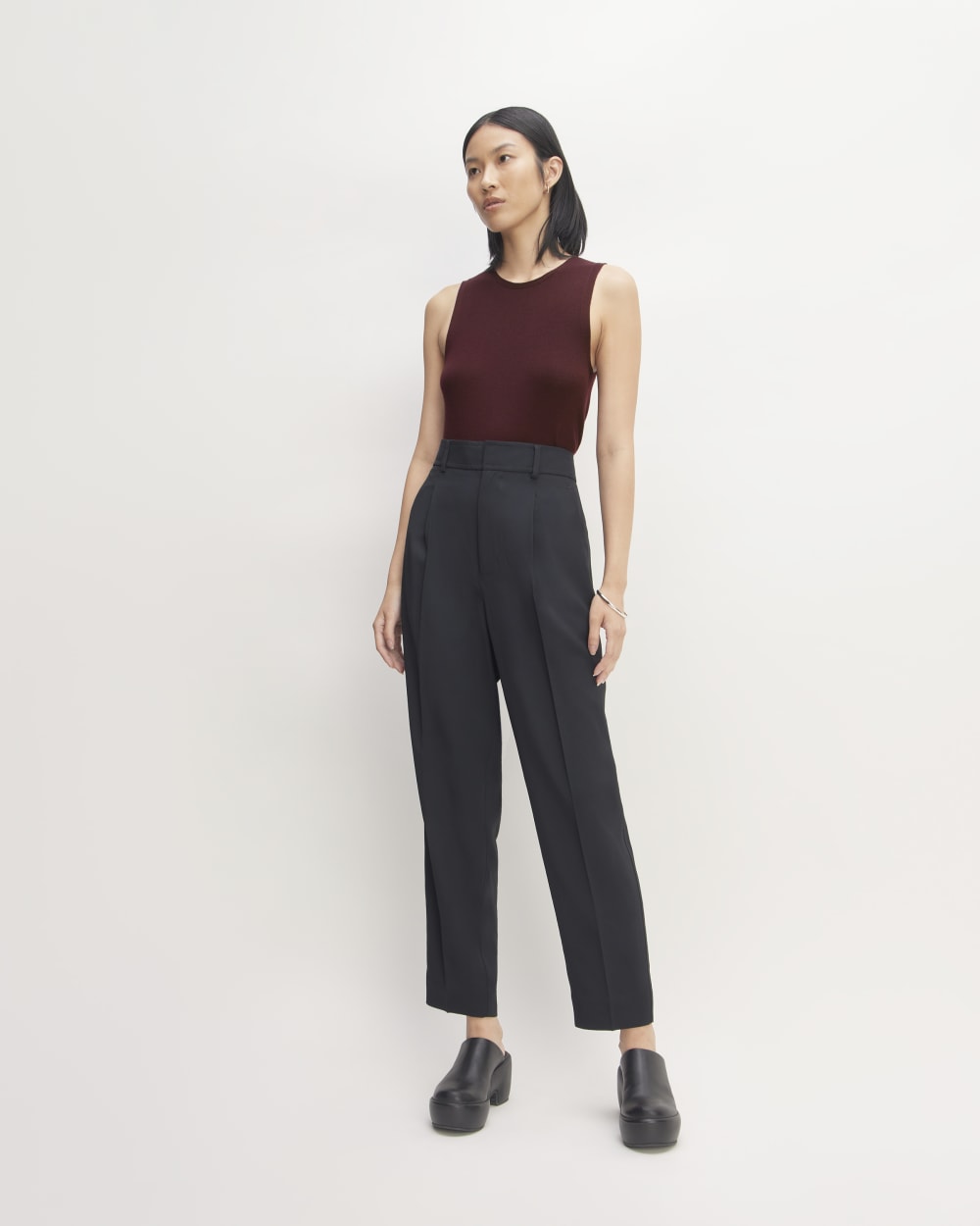 The Tank in Ultrasoft Merino in Burgundy — detail view