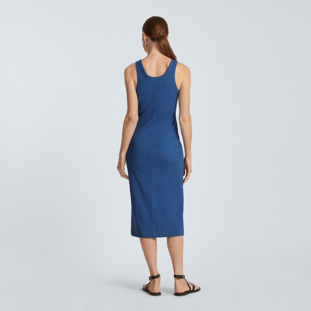 The ’90s Rib Dress in Deep Blue — detail view