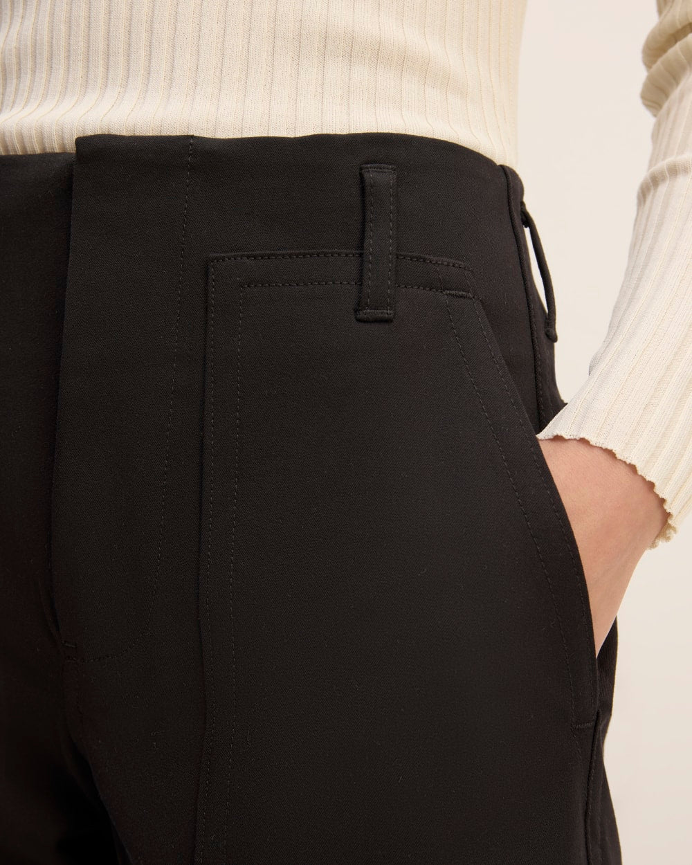 The Bi-Stretch Utility Pant in Black — detail view