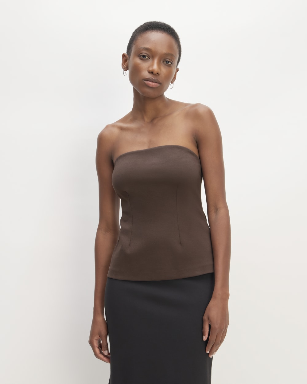 The Dream Tube Top in Earth Brown — front view