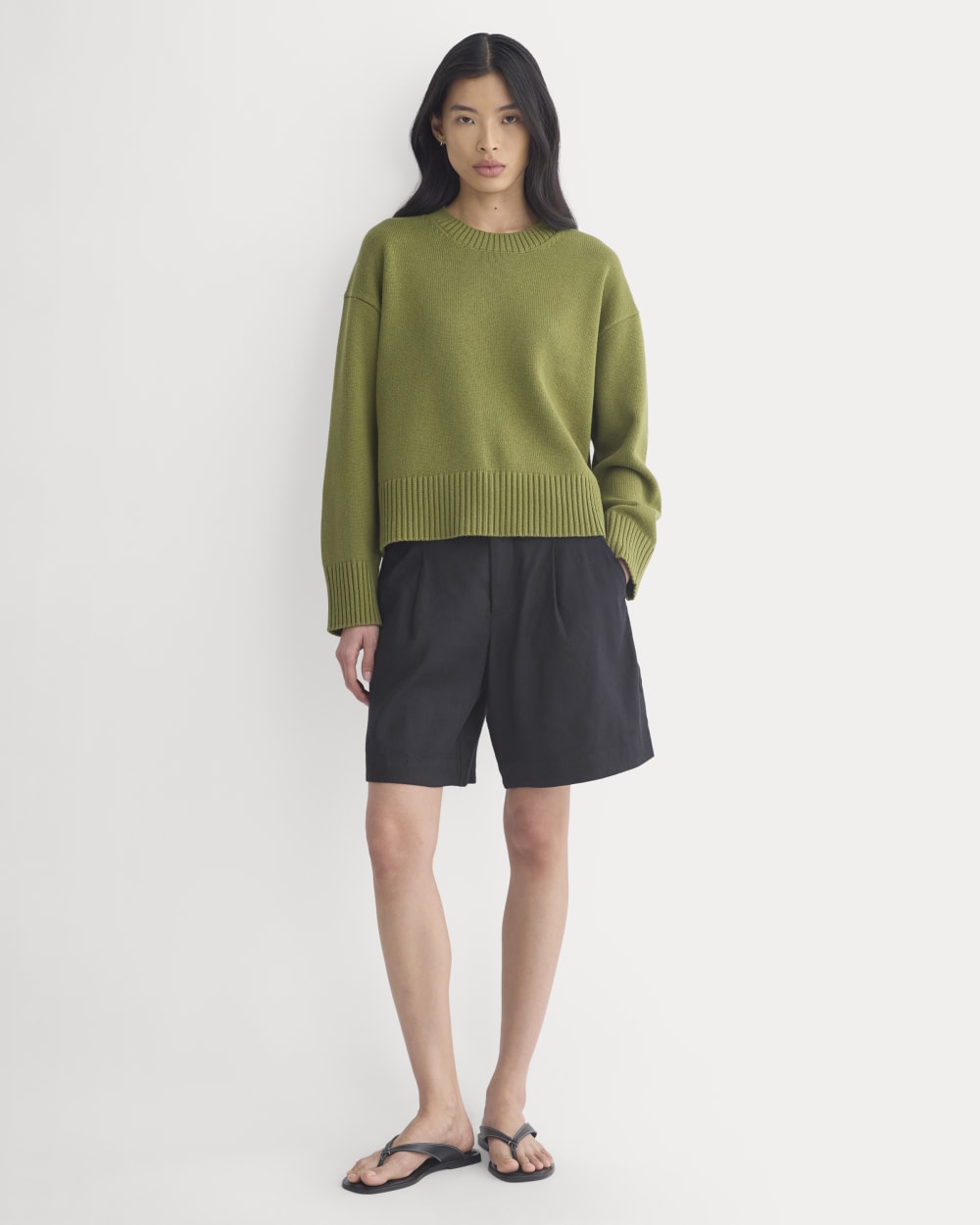 The Boxy Sweater in Everyday Cotton in Mayfly — detail view