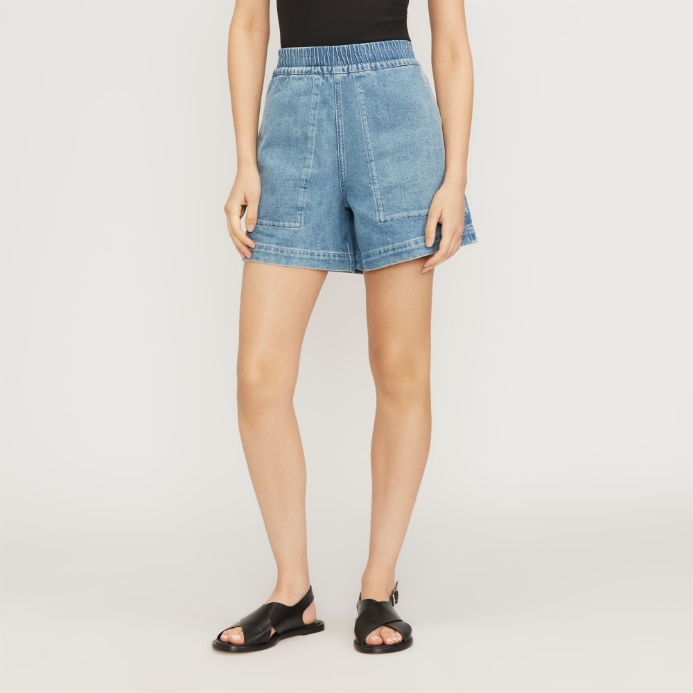 The Denim Utility Short in Shallow Water — front view