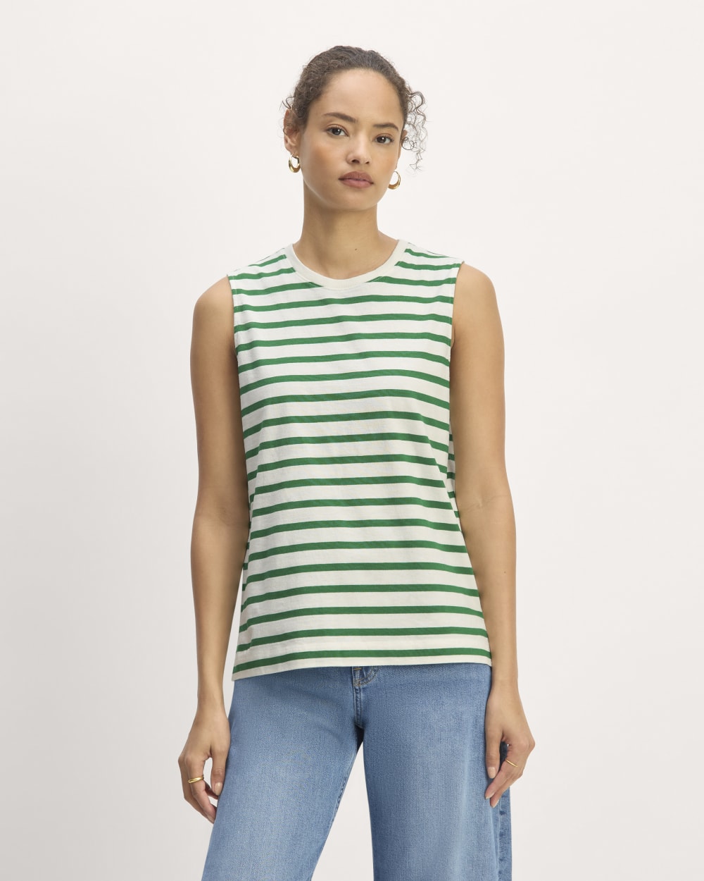 The Mariner Tank in Bone / Grass Green — front view