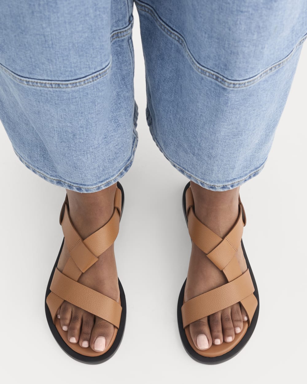 The City Strap Sandal in Desert Tan — detail view