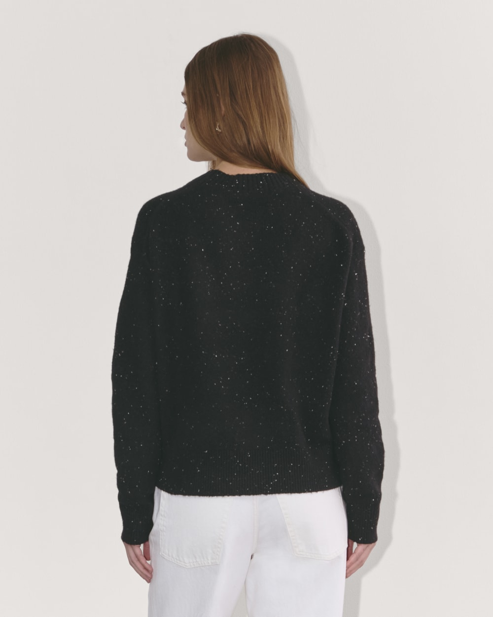 The Cocoon Crew in Plush Cotton in Black Confetti — detail view