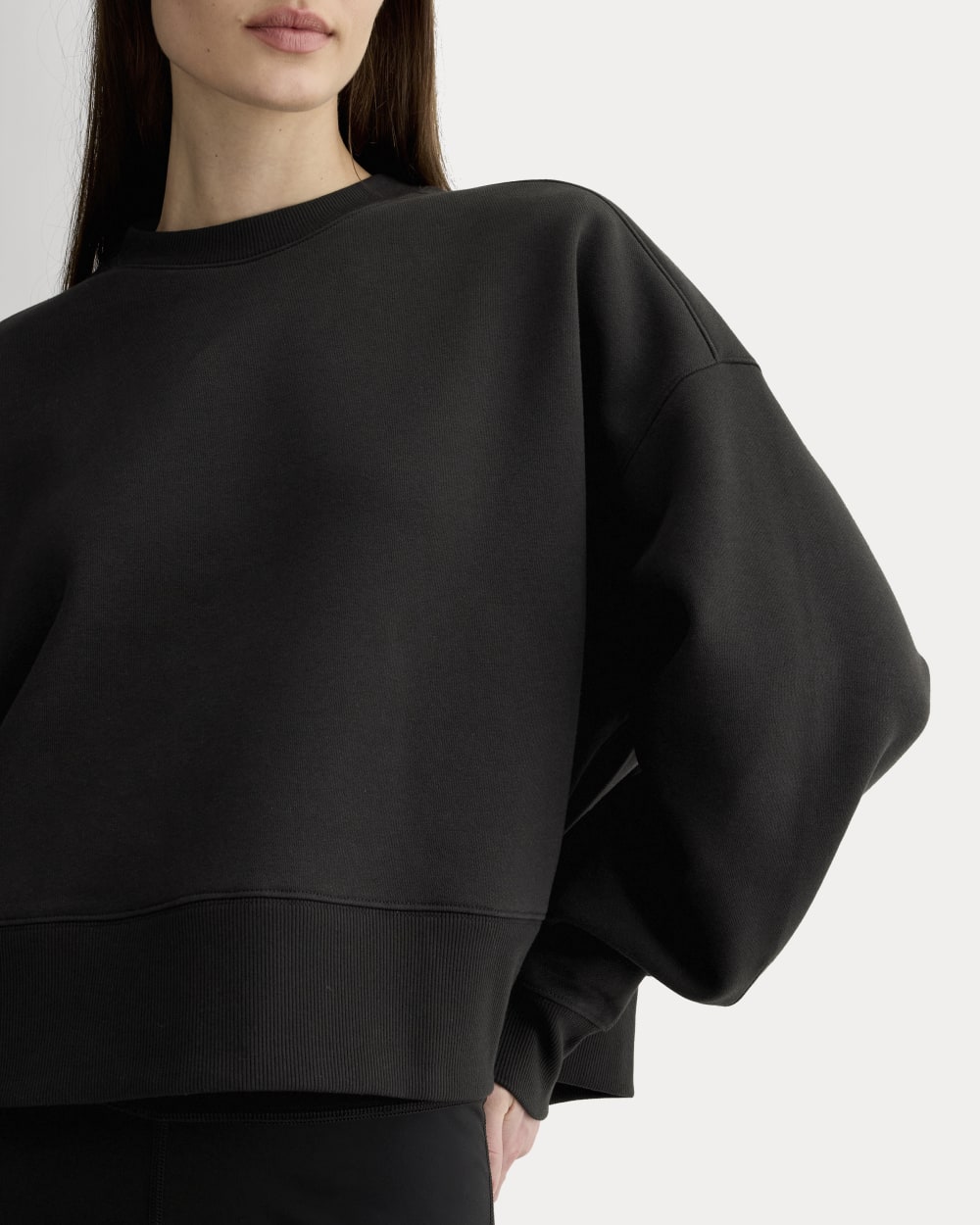 Luxe Fleece Sweatshirt in Black — detail view
