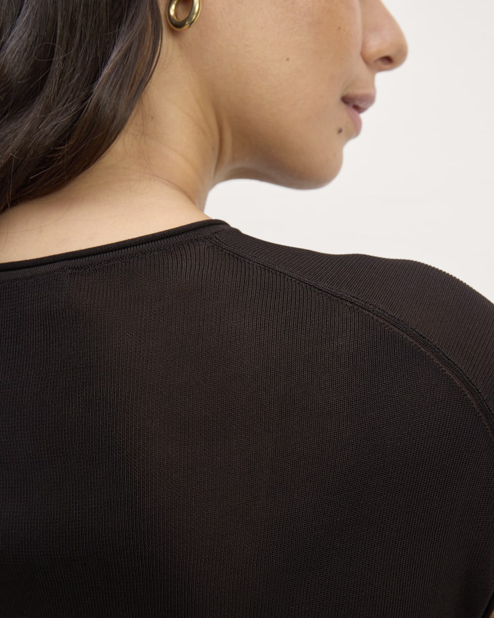 The Oversized Knit Top in Black — detail view