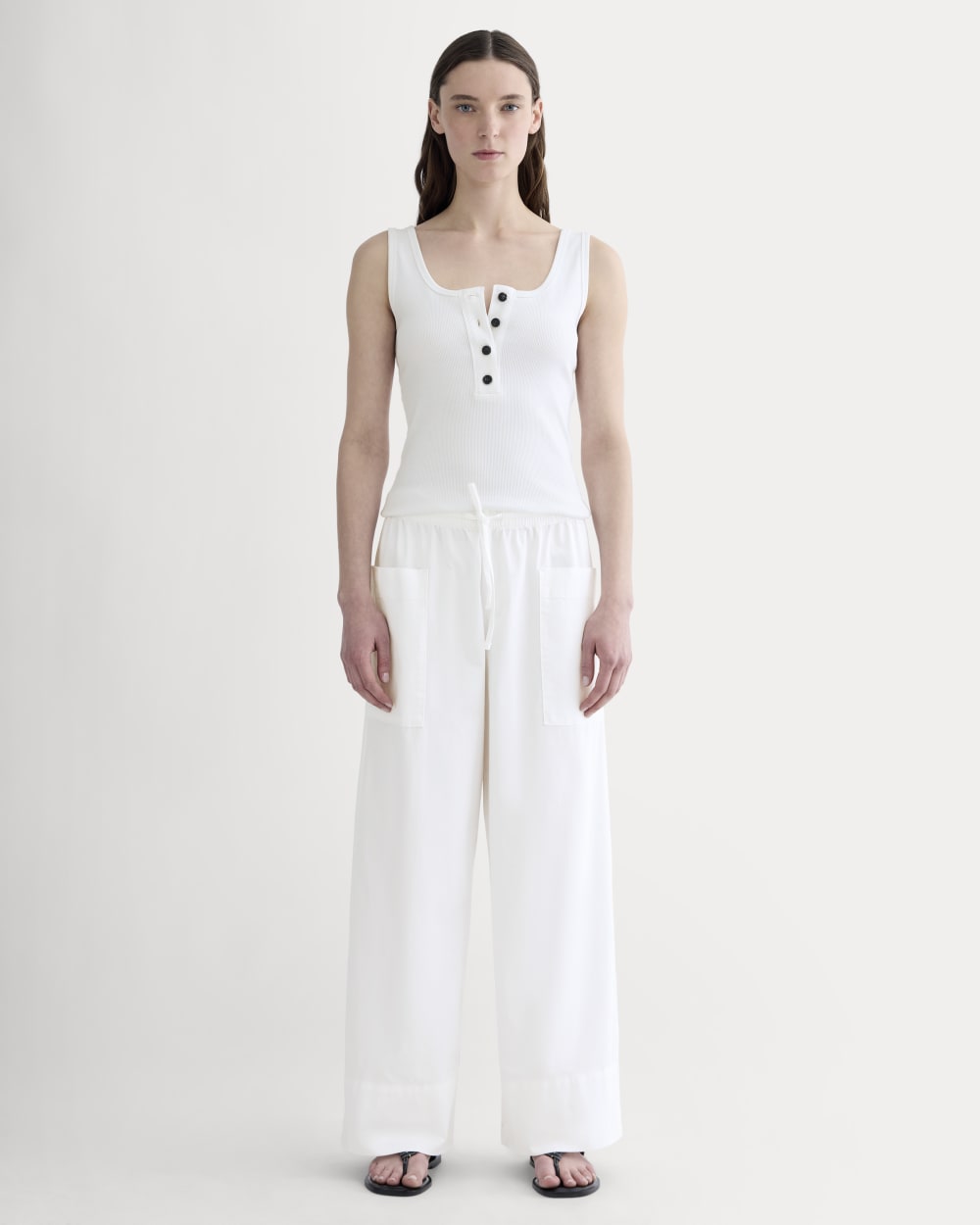 The Easy Cargo Pant in White — front view