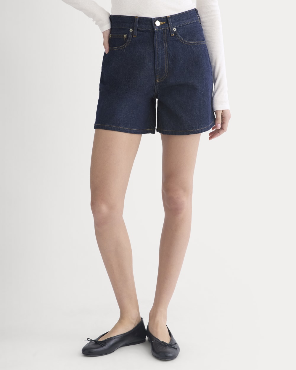 Way-High® A-Line Denim Short in Tungsten Rinse — detail view