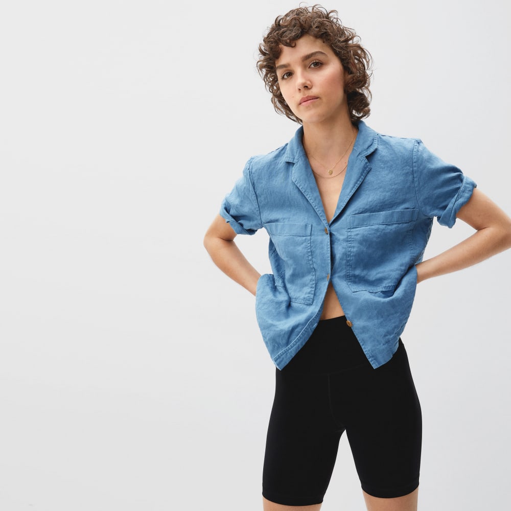 The Linen Workwear Shirt in Aegean — alternate view