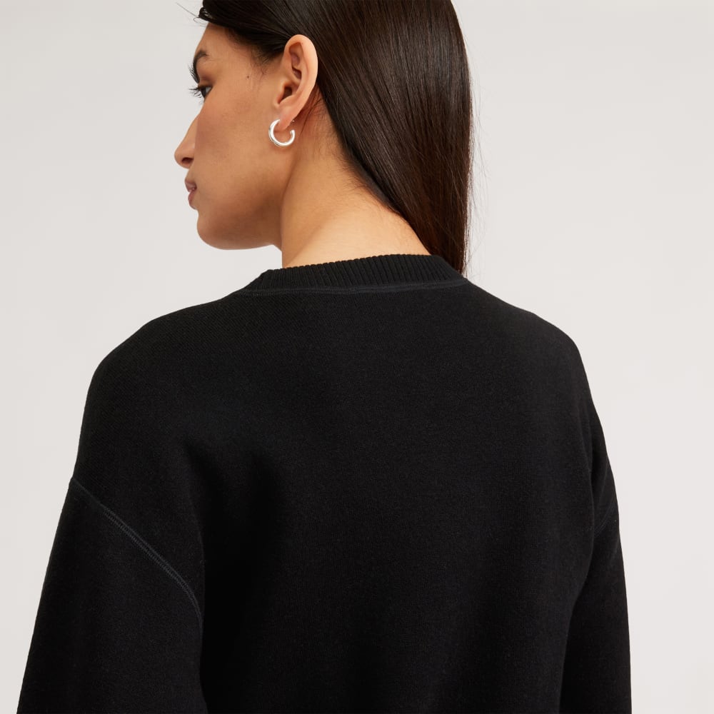 The Cotton-Merino Sweatshirt in Black — detail view