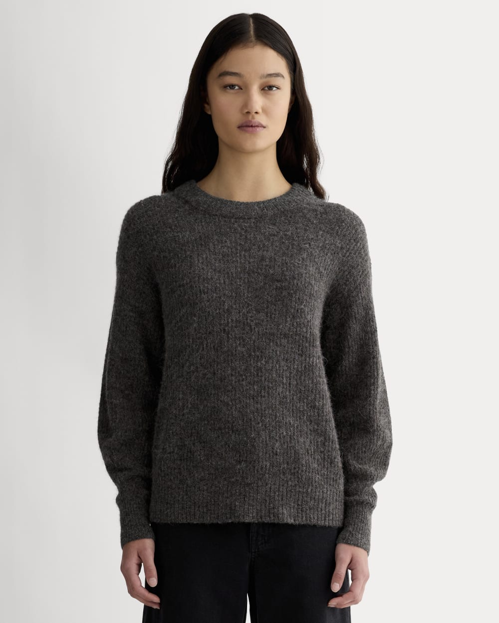 The Cocoon Crew in Alpaca in Dark Charcoal — detail view