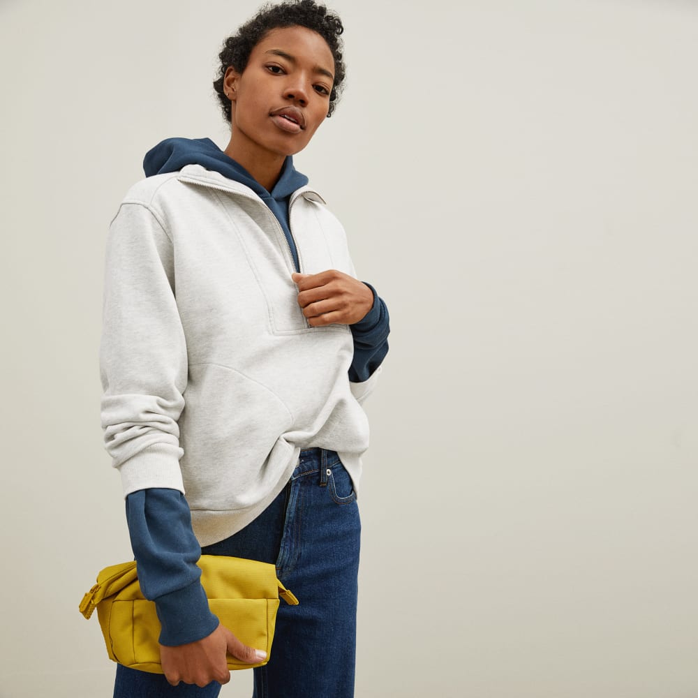 The Track Half-Zip in Light Heather Grey — alternate view