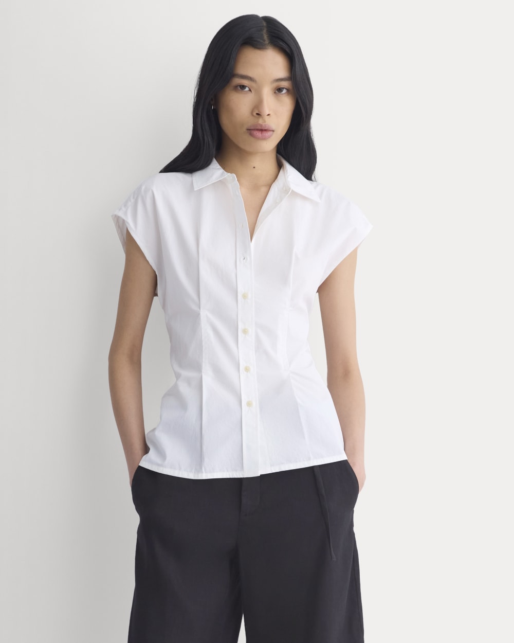 Muscle Shirt in Lightweight Cotton in White — front view