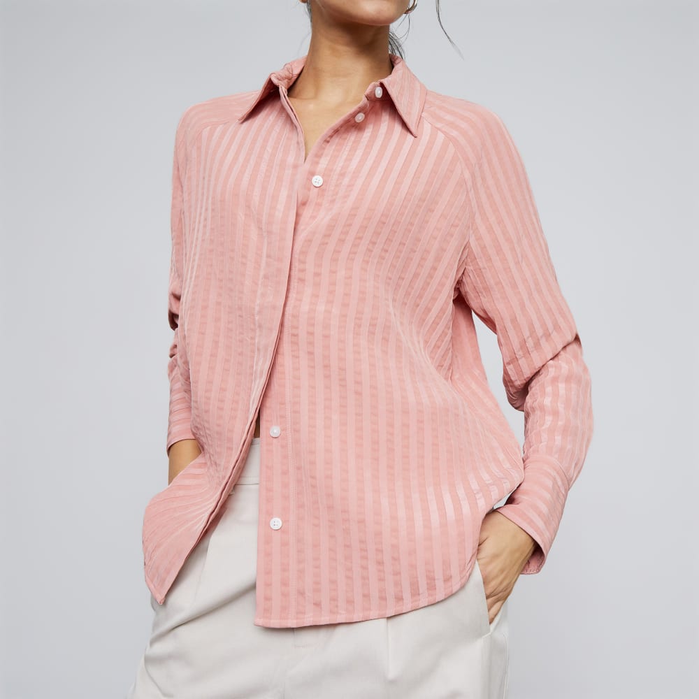 The City Stripe Shirt in Light Rose — detail view