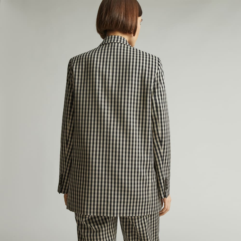 The Oversized Blazer in Buttersmooth in Khaki / Black — detail view