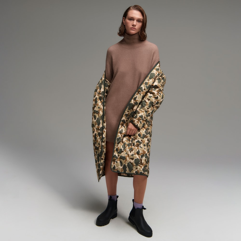 The ReNew Long Liner in Biscotti Camo — detail view