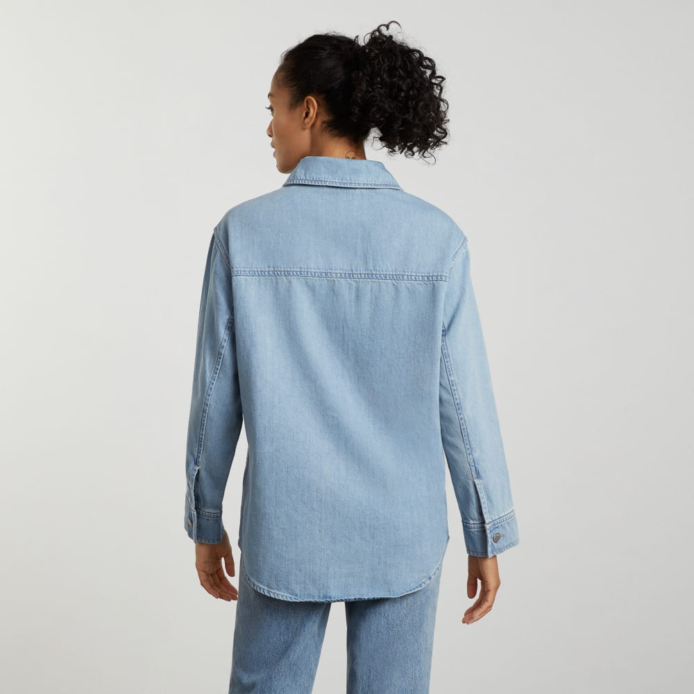 The Denim Shirt Jacket in Myrtle Sky — detail view