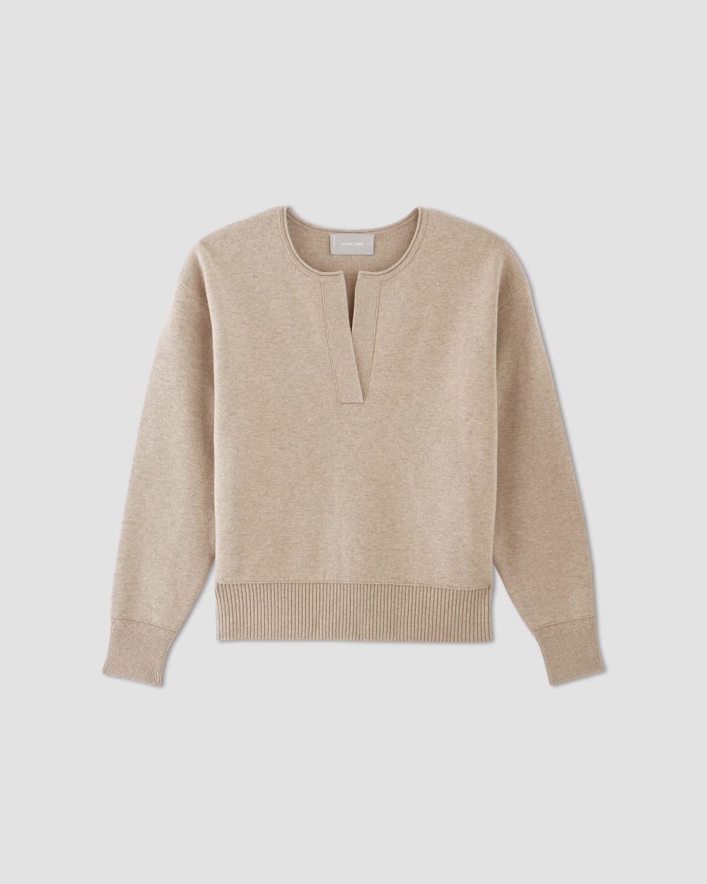 The Cotton-Merino Vintage Henley in Warm Oat Heather — alternate view