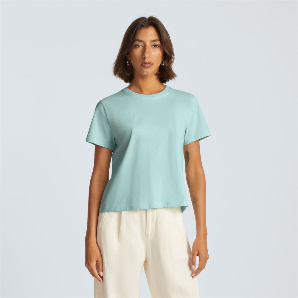 The Box-Cut Tee in Essential Cotton in Ice Blue — alternate view