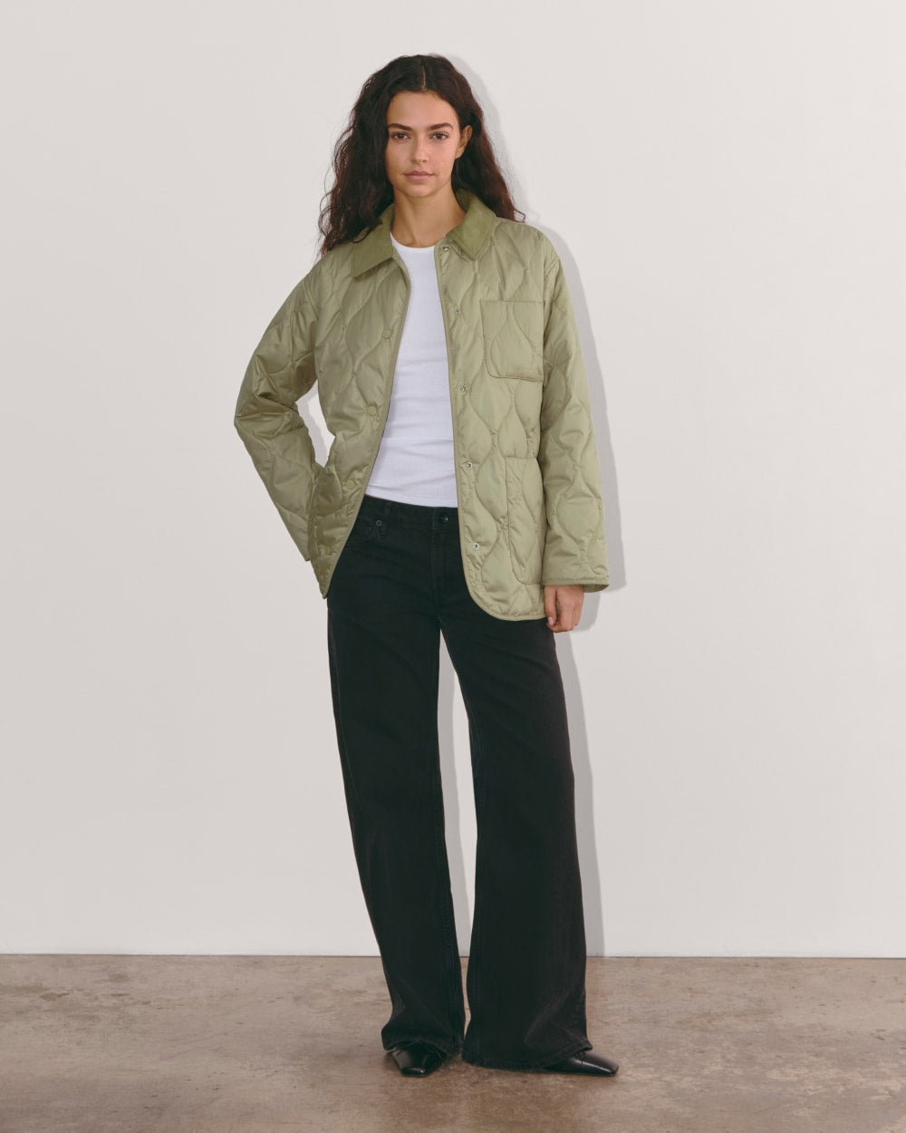 The Quilted Ranch Jacket in Eucalyptus — detail view