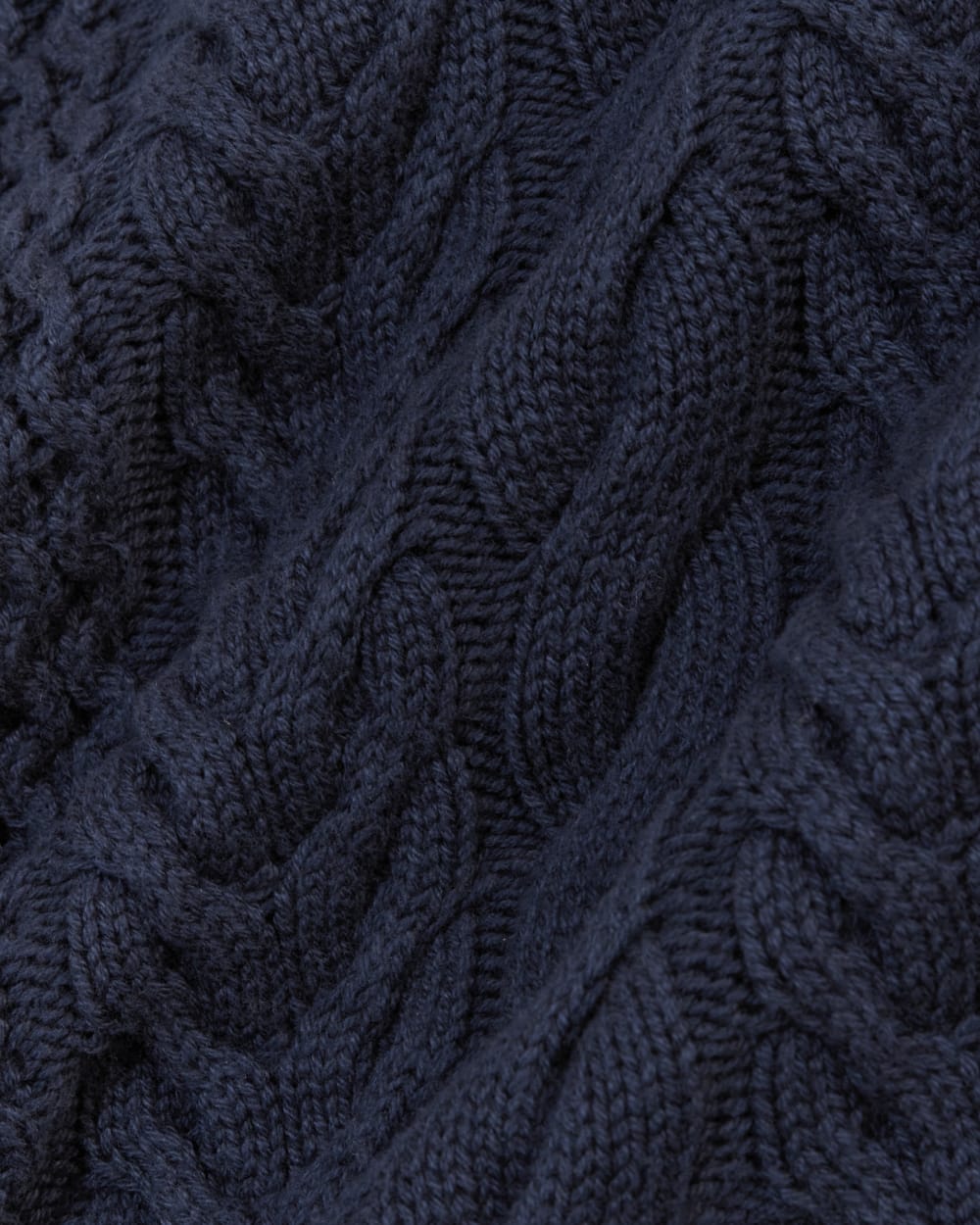 The Cable Sweater in Everyday Cotton in Navy — detail view