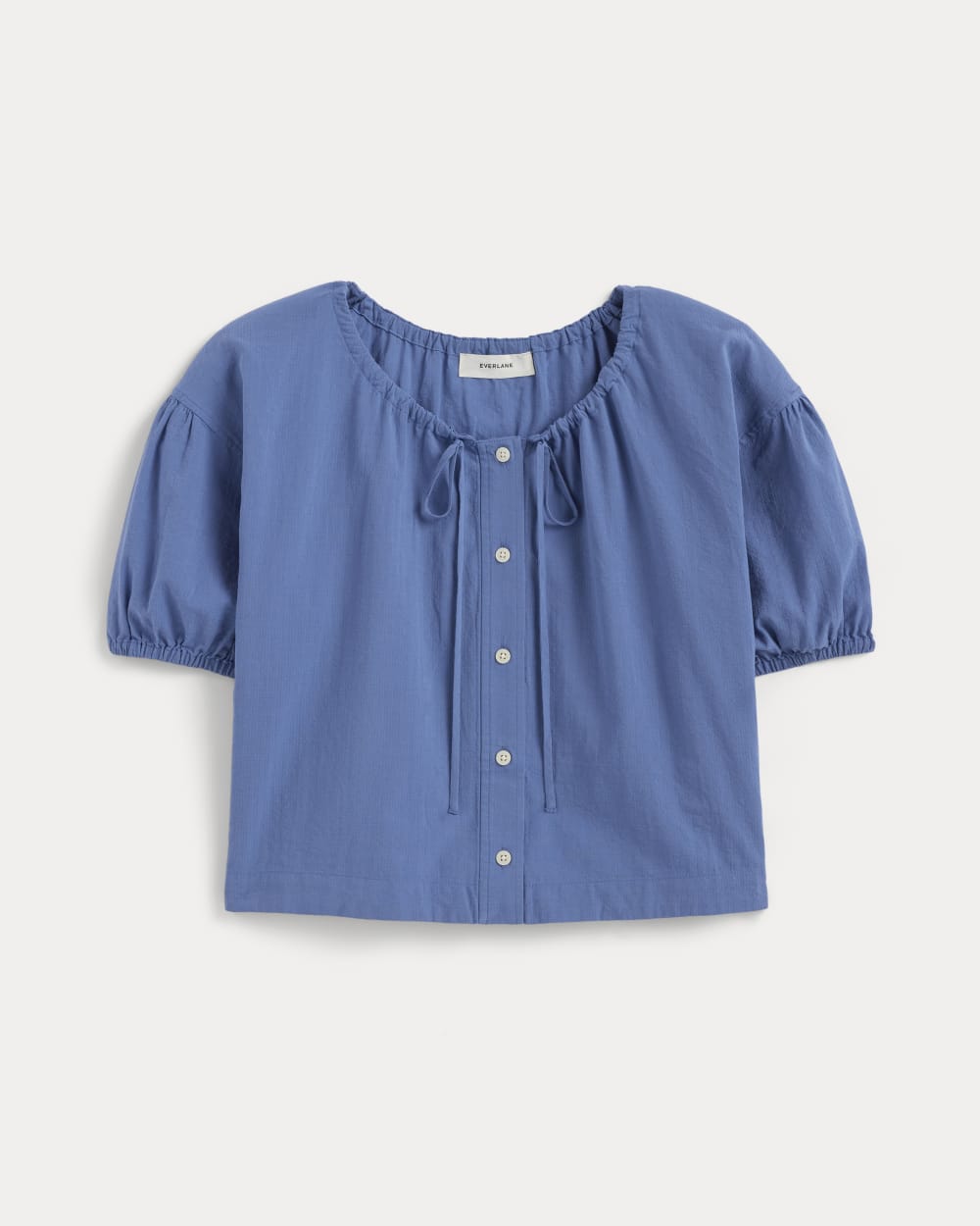 The Gauze Button-Up in Soft Cobalt — alternate view
