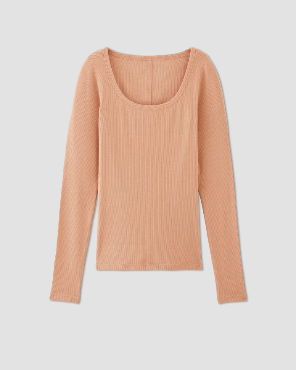 The Luxe Rib Long-Sleeve Scoop-Neck Tee in Blush Pink — alternate view