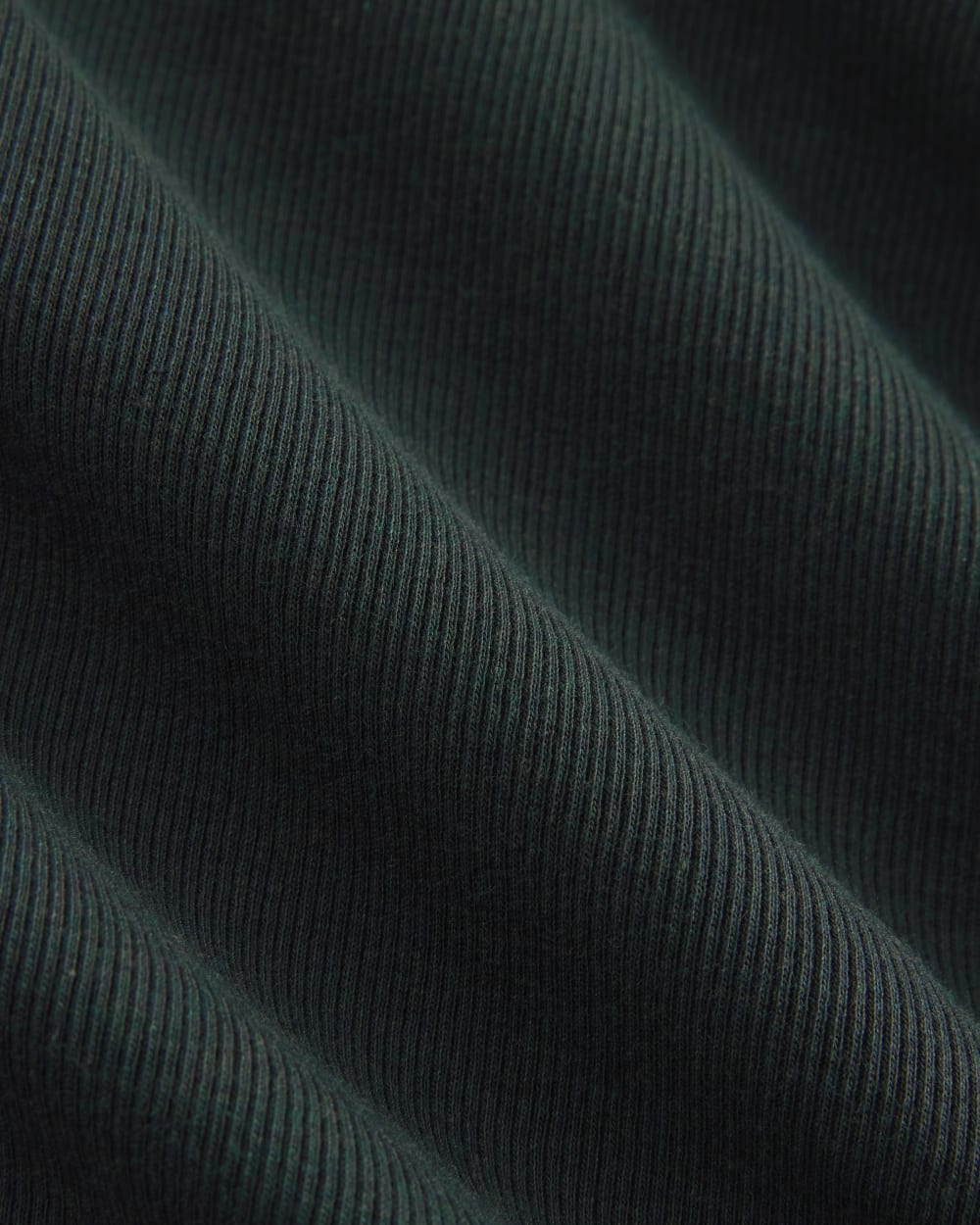 The Luxe Rib Long-Sleeve Crew in Heathered Dark Sea — detail view