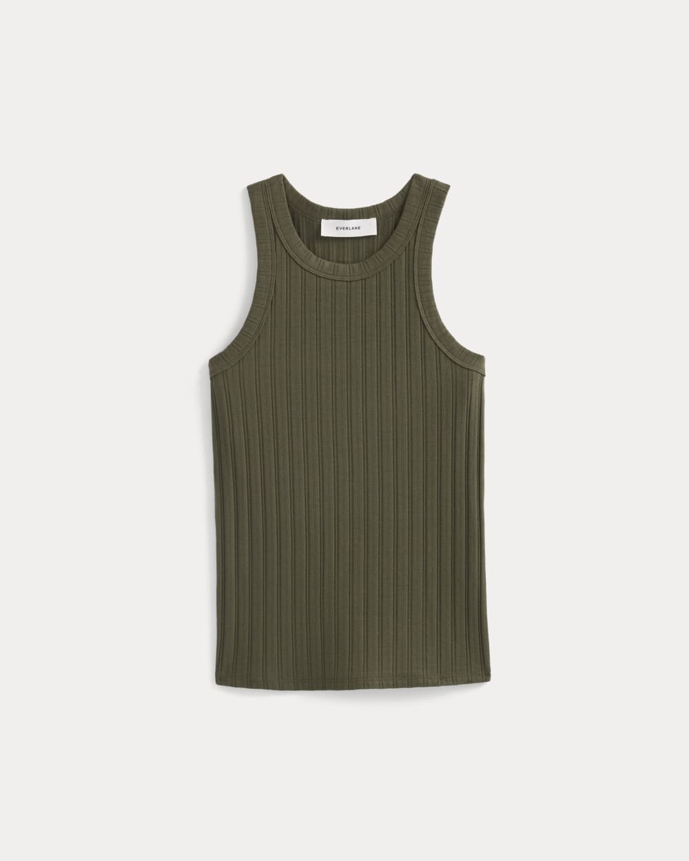Racerback Tank in Pointelle in Olive Night — alternate view