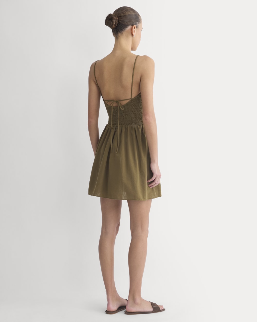Gauze Smocked Mini Dress in Beech — detail view