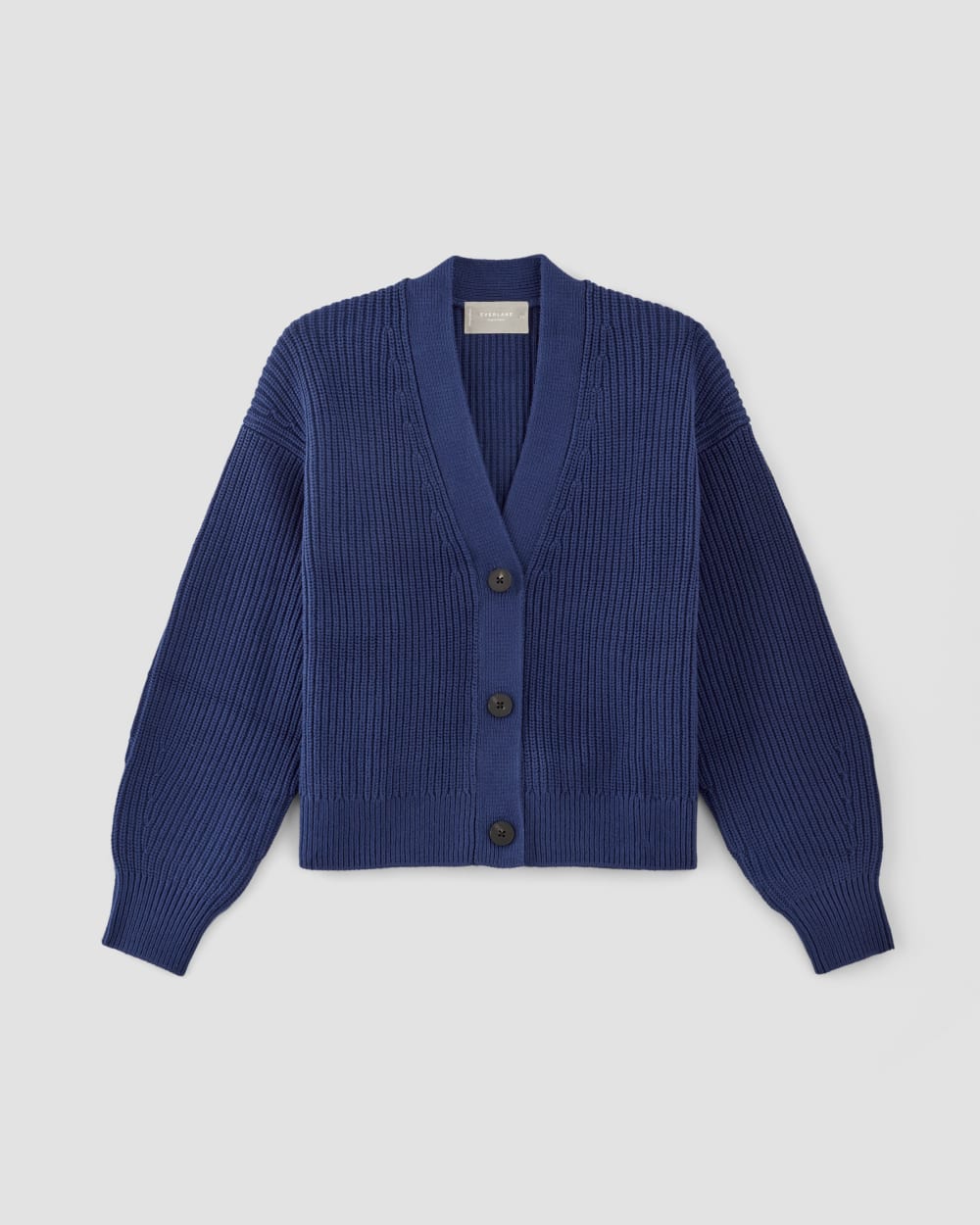 The Boxy Cardigan in Everyday Cotton in Bellwether Blue — alternate view