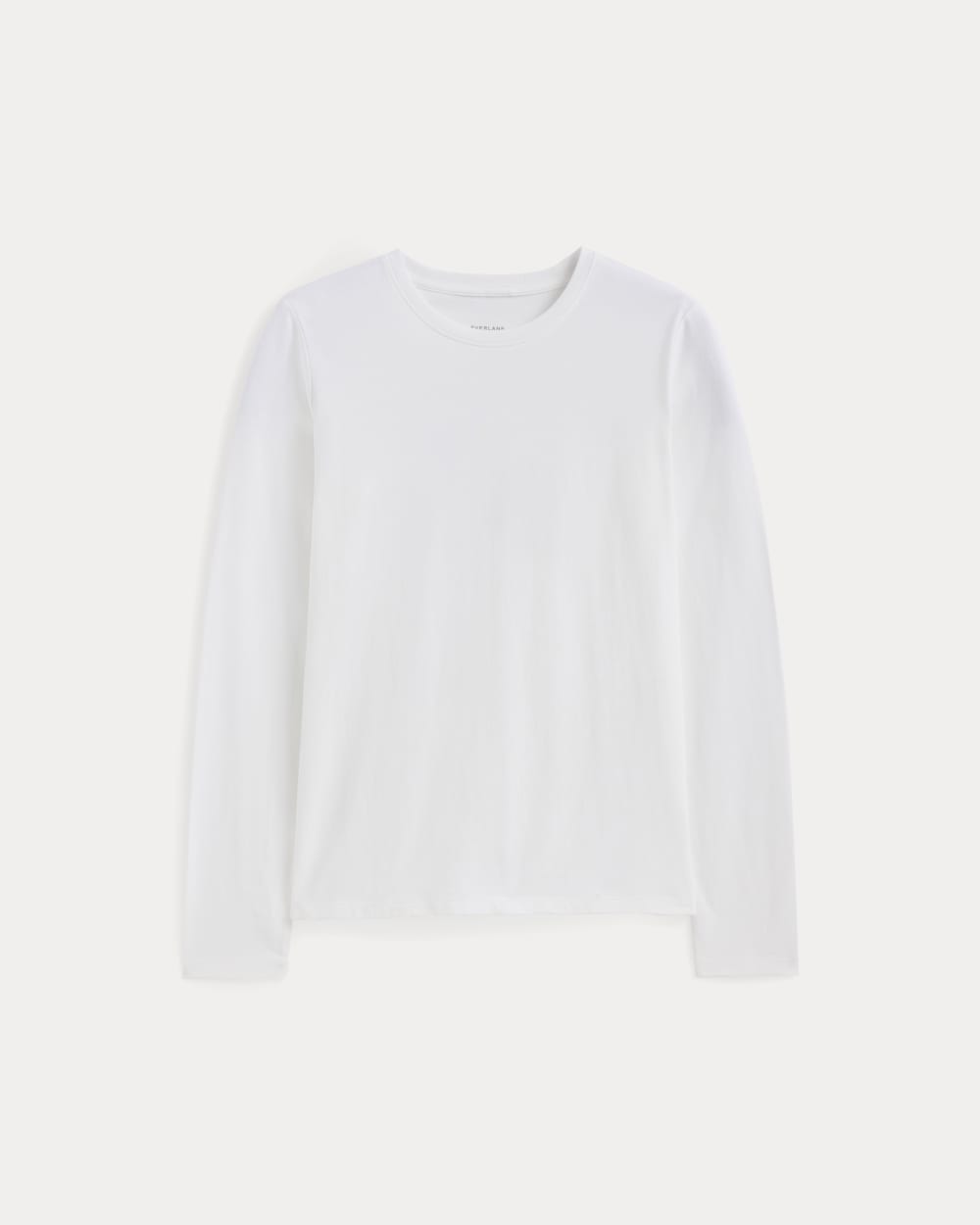 The Slim Long-Sleeve Crew in Essential Cotton in White — alternate view