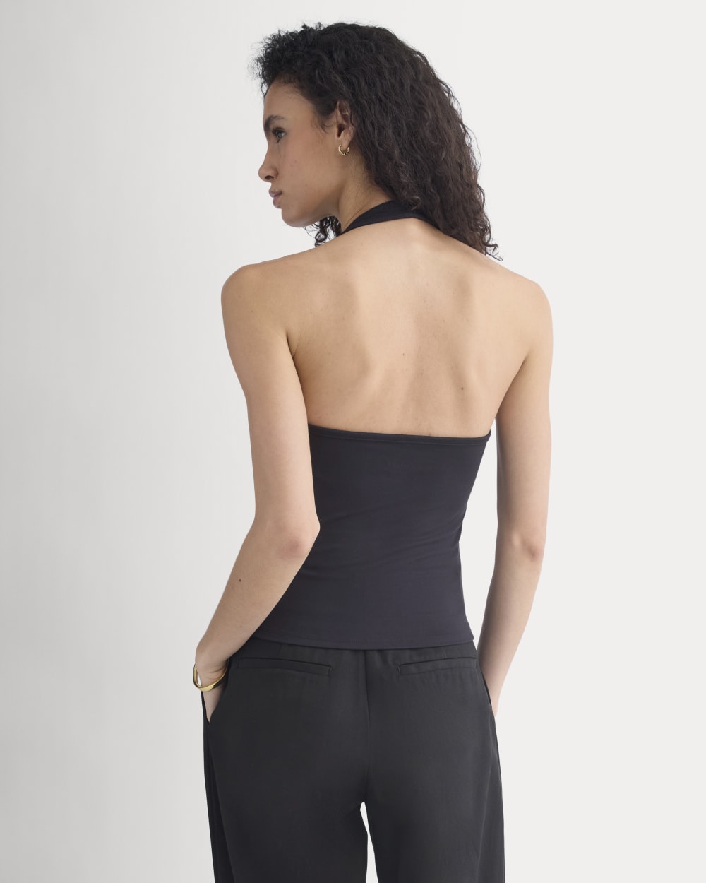 Halter Tank in Black — detail view