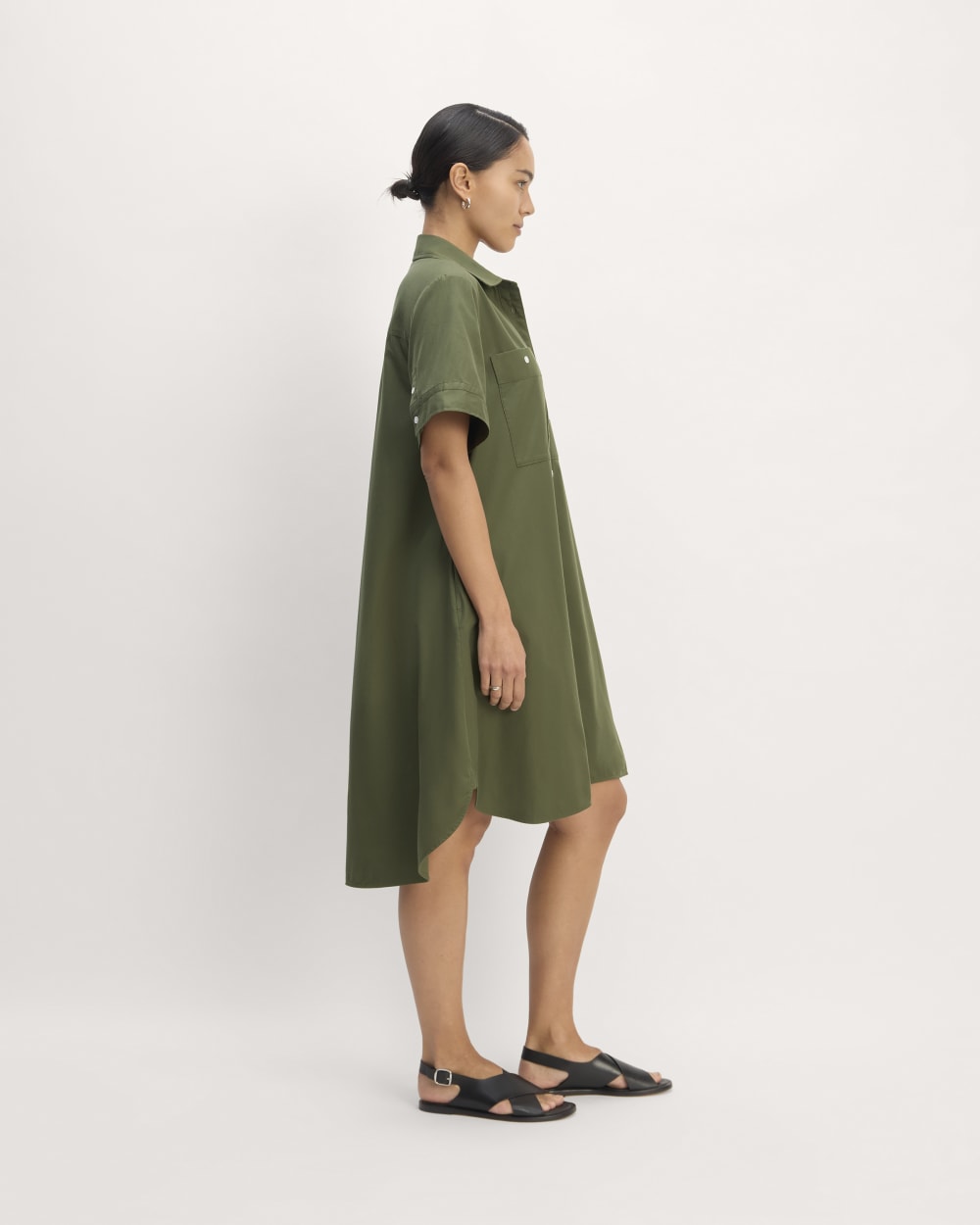 The Daytripper Dress in Military Olive — detail view