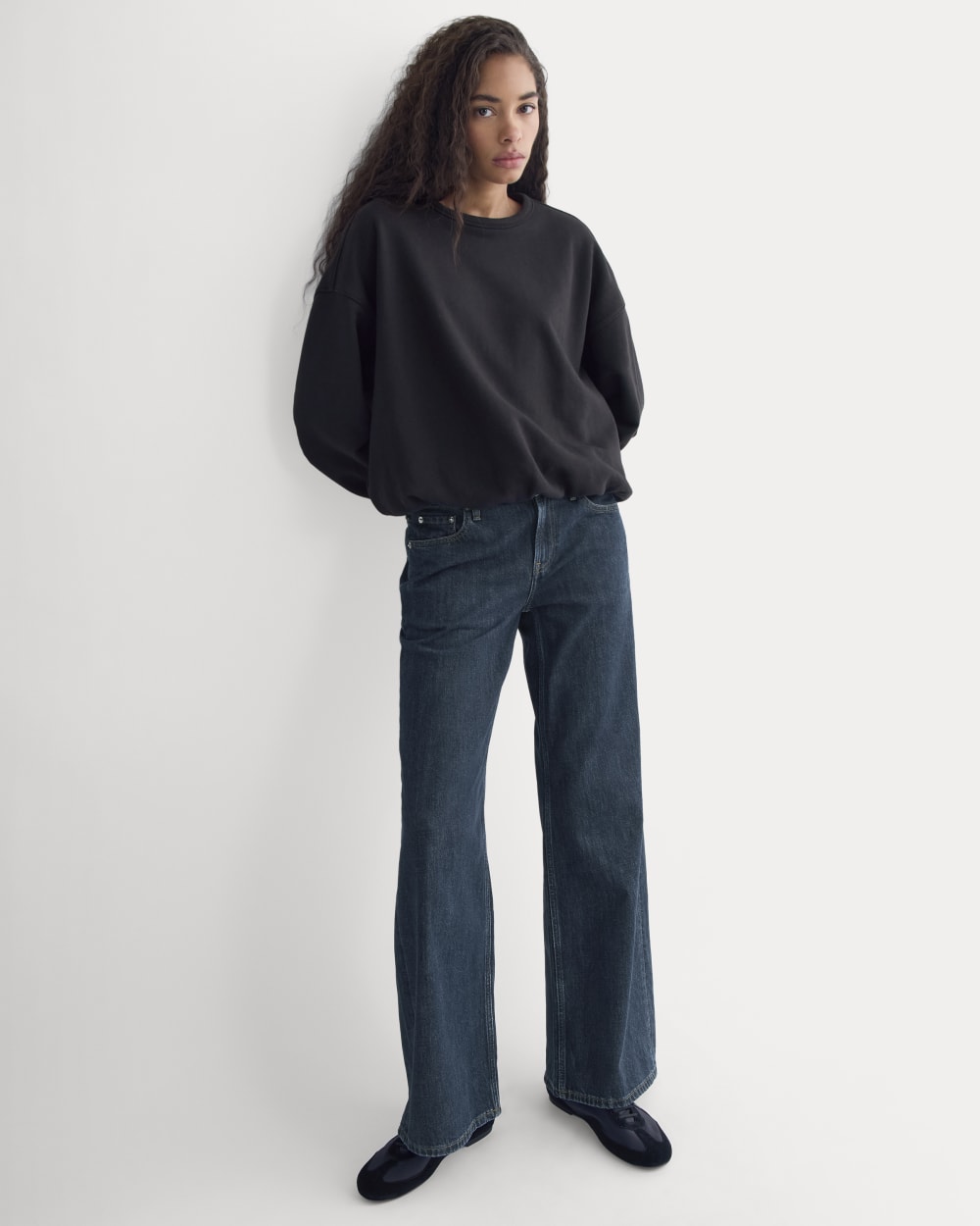 Lightweight Terry Bubble Sweatshirt in Black — detail view